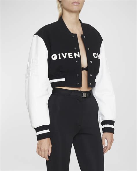 givenchy women's varsity jacket|Givenchy cropped bomber jacket.